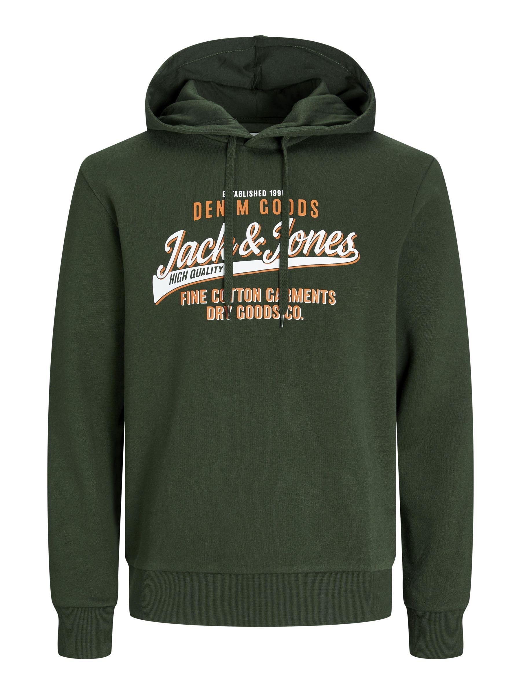 Jack & Jones Men's Kombu Green Jack&Jones Plus Jjelogo Sweat Hood 2 Col 24/25 Noos Pls Sweatshirt, Xxxxxxl
