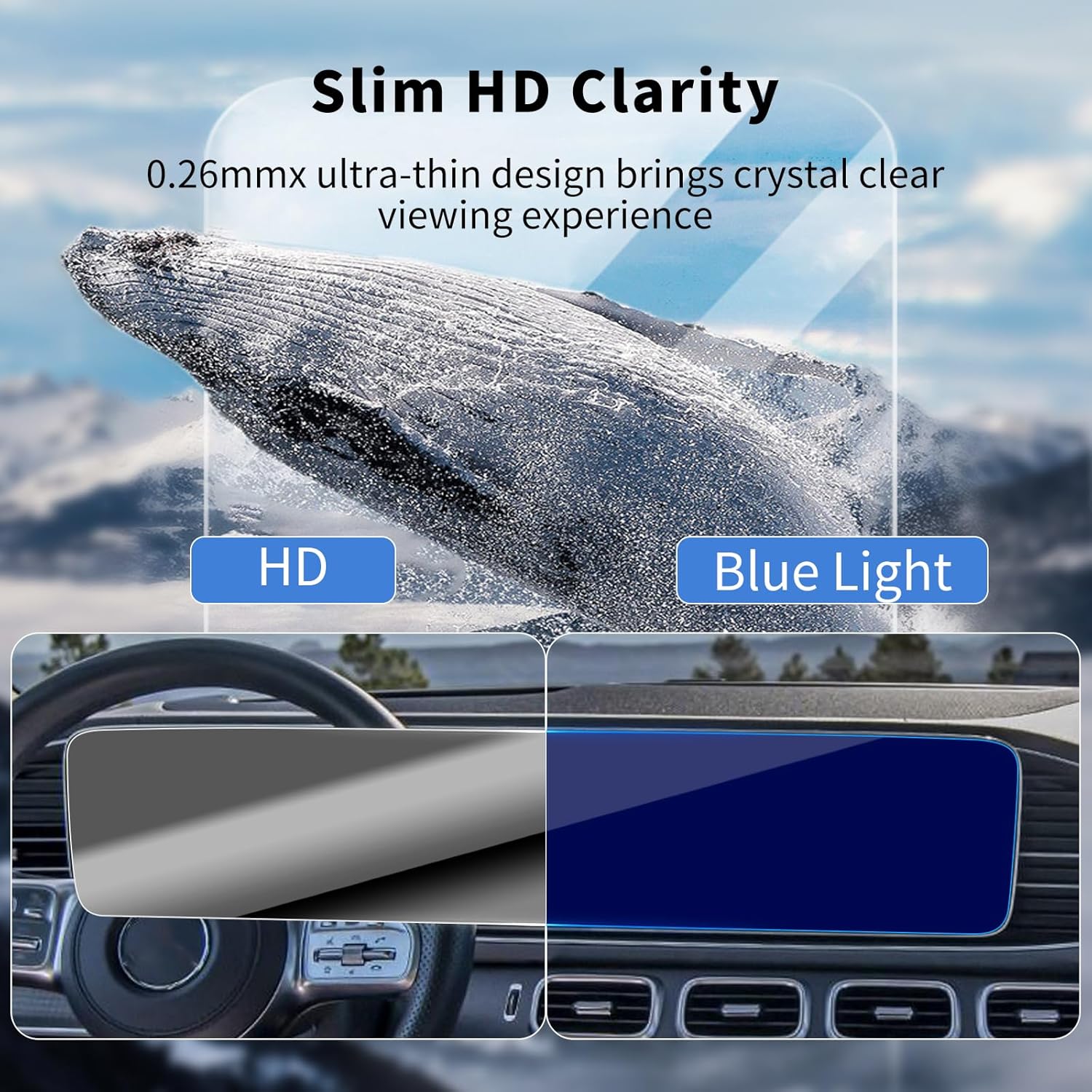Compatible with 2025 GLE350/450/53 12.3" Center Screen Protector for 2022-2026 Benz GLS450/480/63 G500 AMG G63 GT40 Anti-Scratch HD Clear Auto-Adhesive Anti-Fingerprint Navigation Display Guard