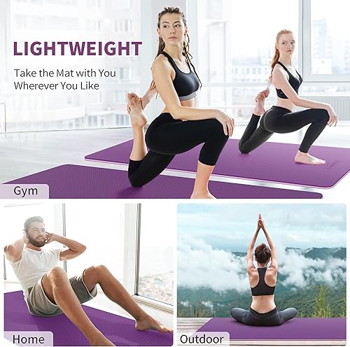 Miniatura 6 de CAMBIVO Tapete de yoga extra ancho para mujeres y hombres (72"84" x 32" x 14") Tapete de entrenamiento TPE antideslizante grande para yoga, pilates