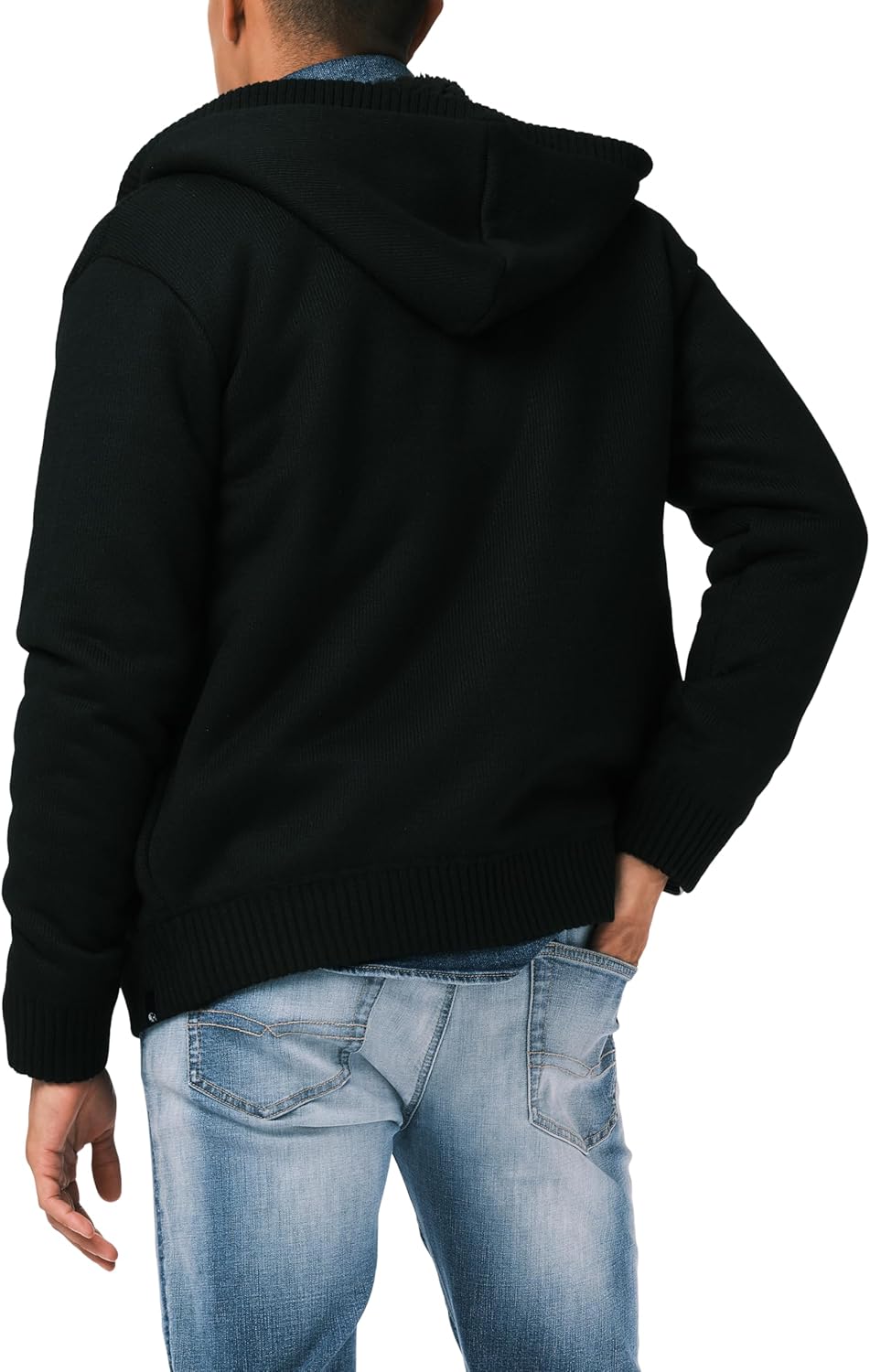 Buffalo David Bitton Men's Long Sleeve Marled Sweater Sherpa Lined Zip Up Hoodie - Image 3