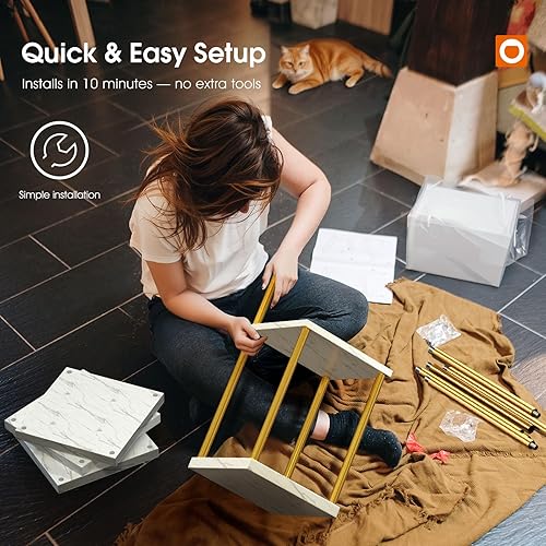 Miniatura 6 de addlon Lámparas de pie con estantes, lámpara de pie moderna de 5 niveles con bombilla LED 3CCT, lámpara de pie de pantalla para sala de estar,