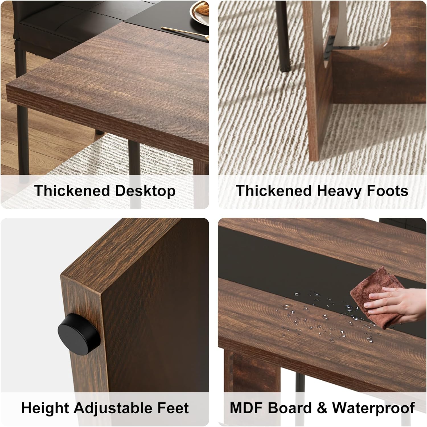 St.Mandyu 7 Pieces Dining Table & Chairs Set for 4-8 People, 71 Inch Kitchen Table with 6 Chairs, Rectangle Dining Table with Wooden Legs for Dining Room, Living Room, Brown