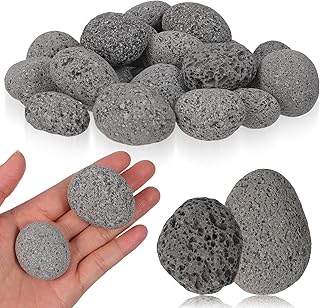 Operitacx 1 Kg Natursteine für Saunaofen mit Mineralreicher Zusammensetzung Allgemein Kompatibel für Heimsauna und Indoor Anwendung Schwarze Saunasteine