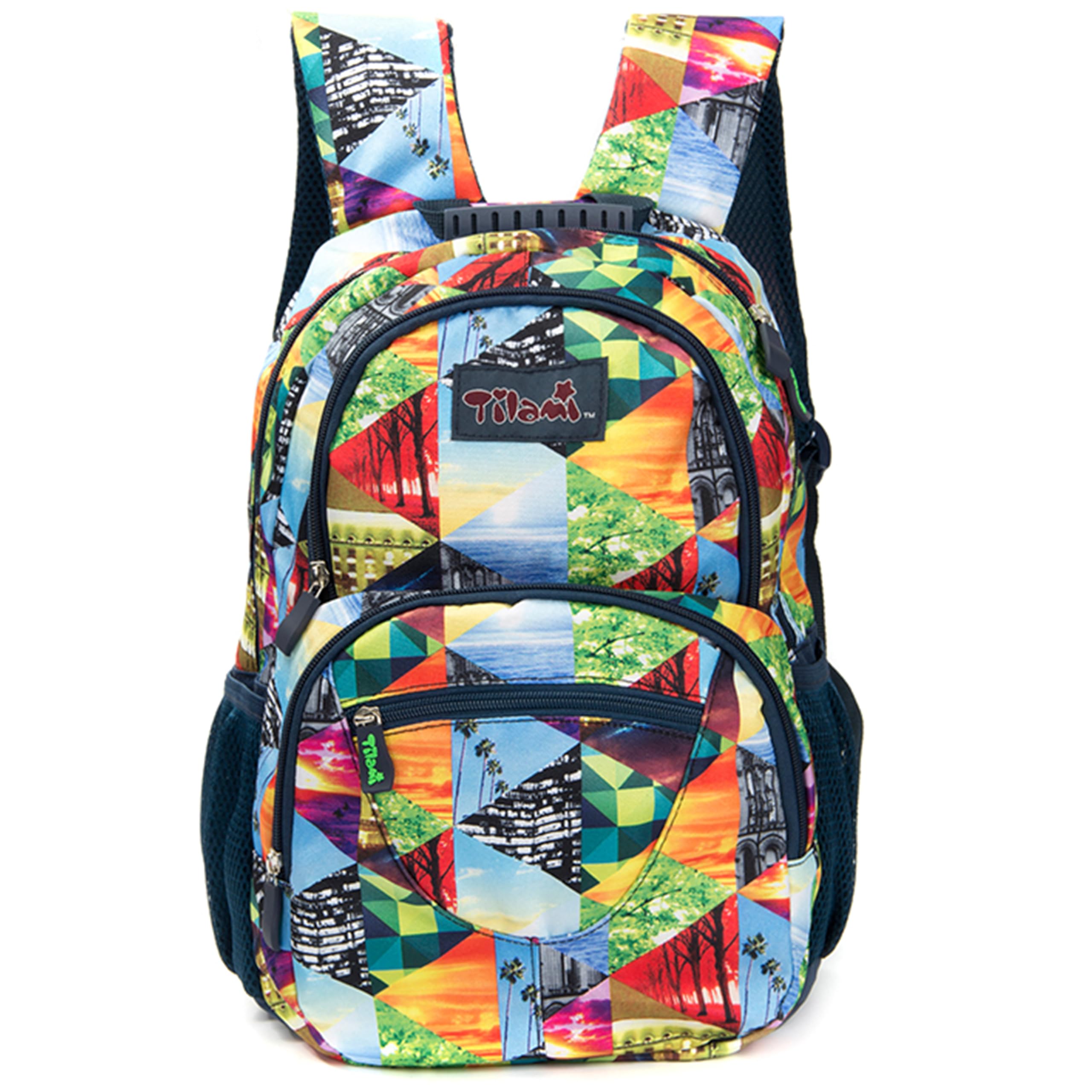 NEW TILAMI 14 Inch kid Toddler Backpack Boys Girls School Bag Kindergarten Elementary Cute Backpacks, Colored Squares