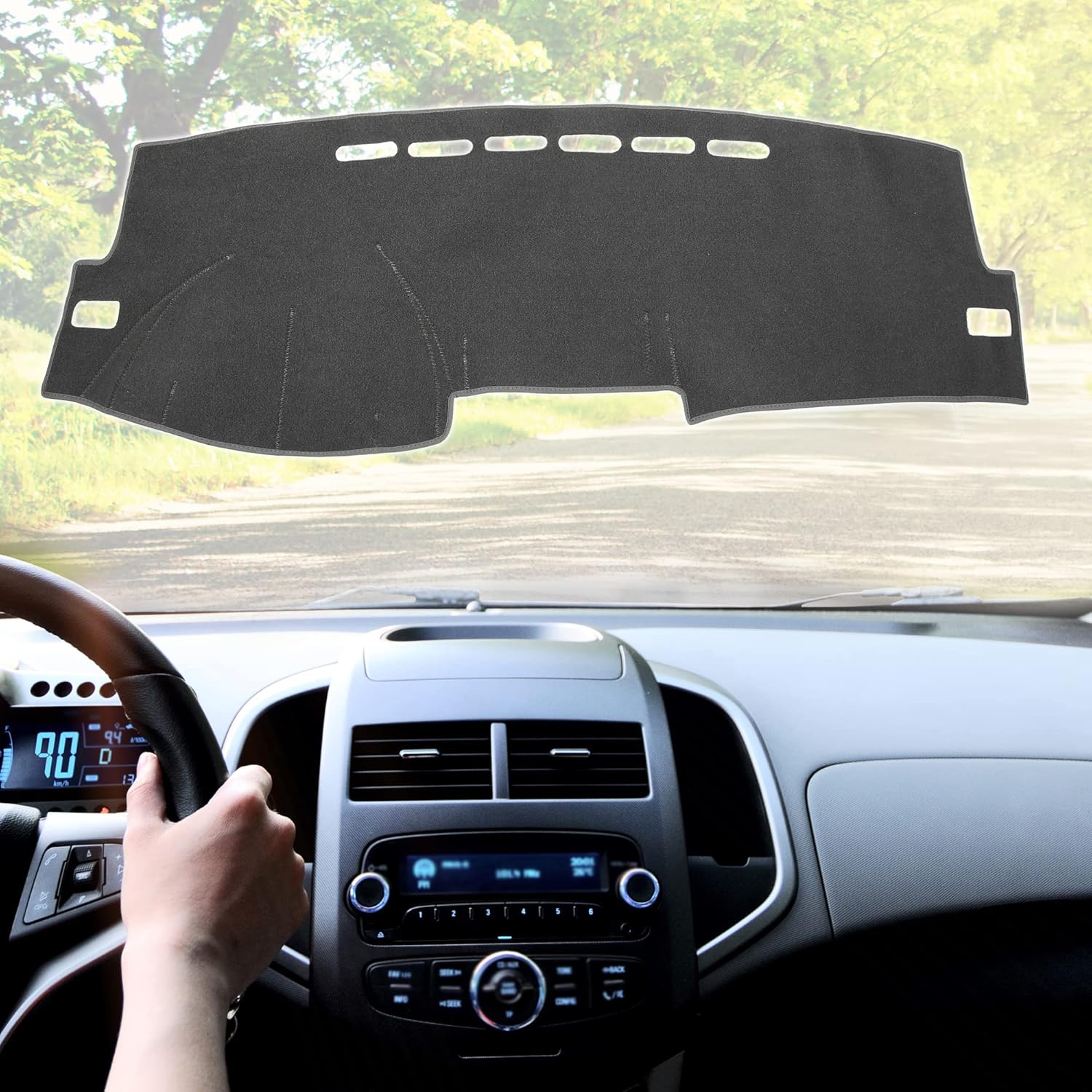 X AUTOHAUX Car Dashboard Cover Gray Polyester Non-Slip Dash Cover Mat Protector Carpet Sunproof for Toyota Corolla 2009-2011