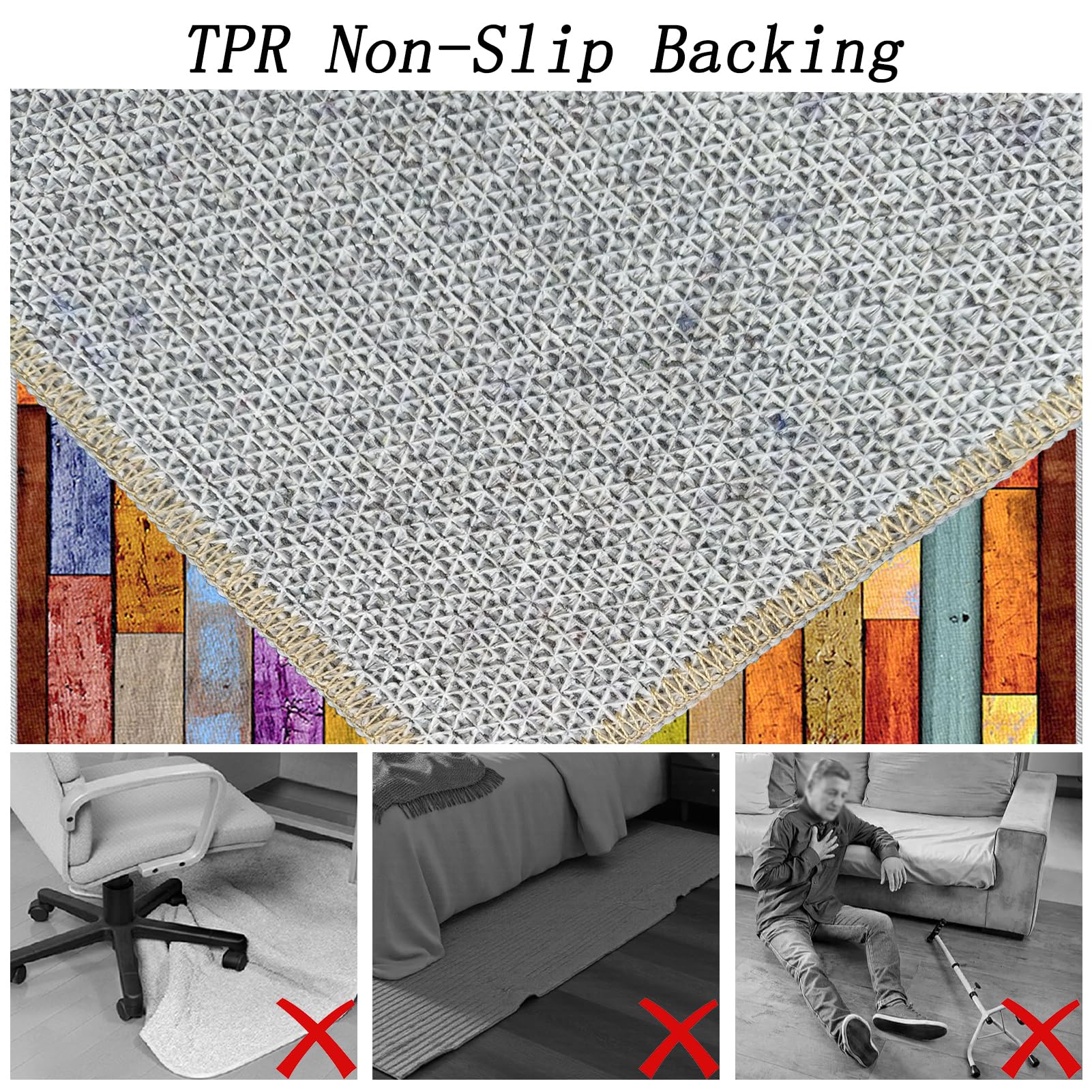 Waschbarer Teppich Wohnzimmer Groß Rugs for Living Room Weich Rutschfest Teppiche Schlafzimmer Kinderzimmer Esszimmer Terrasse Outdoor Balkonteppich Flur Teppich Büro Stuhlunterlage 90 x 110 cm