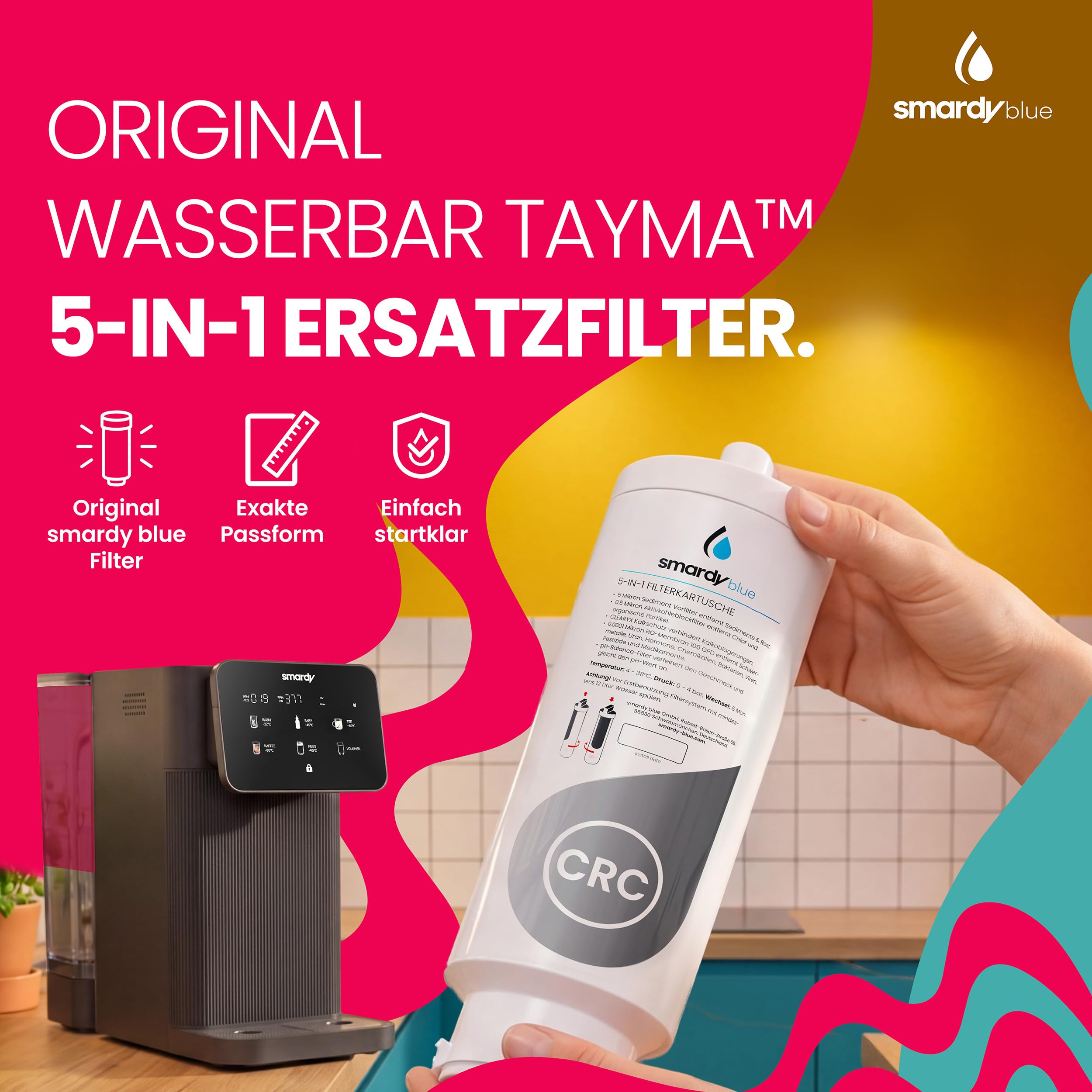 smardy blue Wasserbar tayma Osmose-Ersatzfilter, 5-stufige Filterkartusche | Passgenauer Wechselfilter für die Wasserbar tayma – alle 5 Filterstufen in einer Kartusche vereint