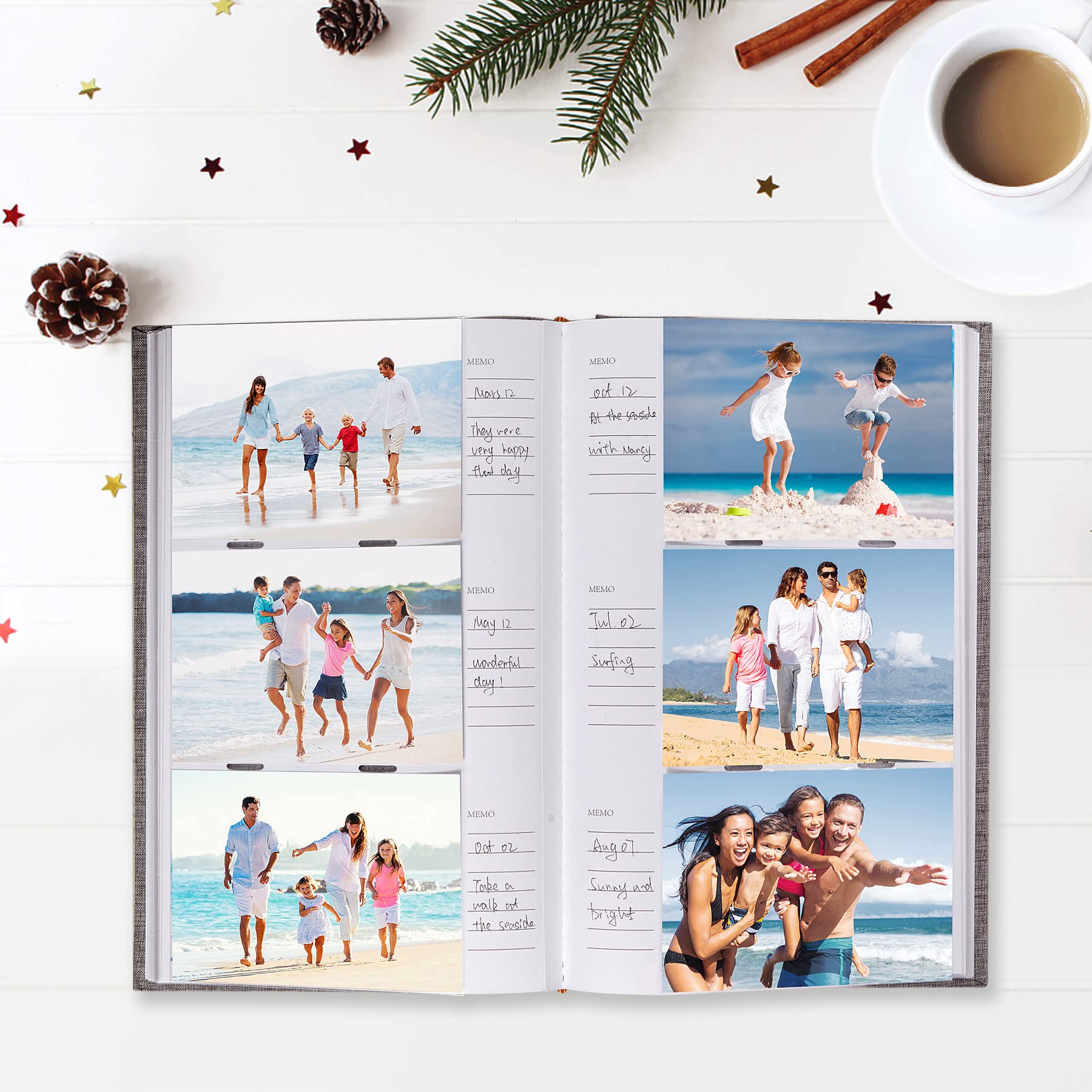 Mublalbum Álbum de fotos de 4 x 6 con 300 fotos, funda de lino con áreas de notas, libro de fotos para bodas, familiares, vacaciones, color beige