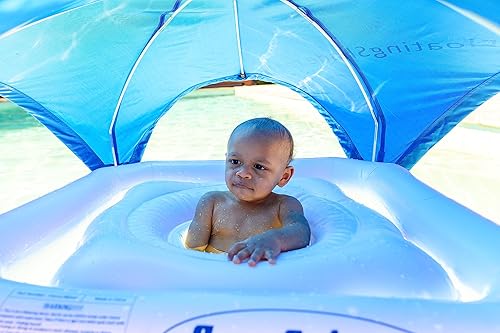 Miniatura 3 de AquaCabana Flotador de piscina para bebé con dosel, proporciona protección solar UPF 50+ de 360 grados, duradero, resistente a pinchazos, 2 piezas