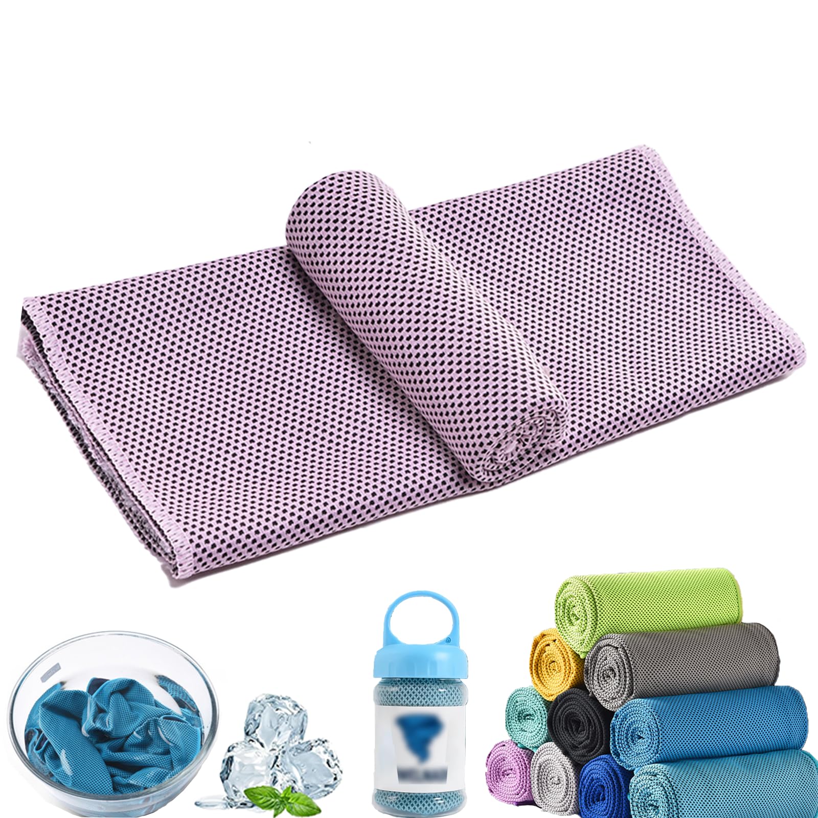Qosneoun Towelnado Ice Towel, Towel, Microfibre Ice Towels for Neck, Hot Weather, Yoga, Golf, Gym & More Activities, Stay Cool Towels for Hot Weather, Soft Breathable, Fast Drying (Pink)