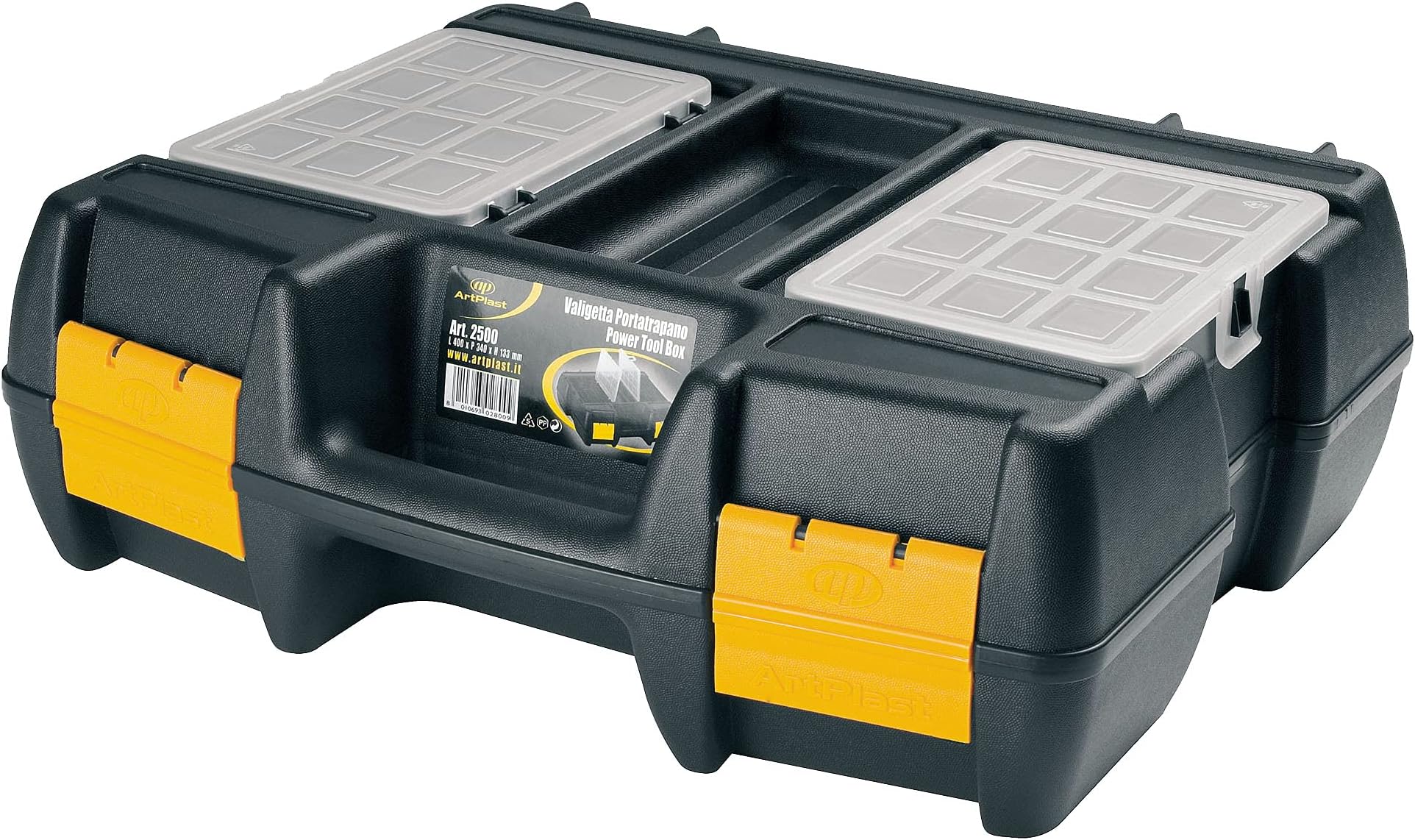Art Plast SRL Case 2500 Drill Holder, Black, Yellow, 40 X 34 X 13 cm
