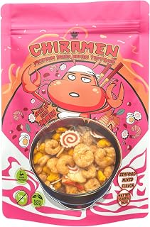 Chiramen Dried Seafood Mix Ramen Toppings: Shrimp, Squid, Fish Cake, Crab, Eggs - High-Protein Upgrade for Instant Noodles