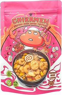 CHIRAMEN Dried Seafood Mix Ramen Toppings, Shrimp, Fish Cake, Squid, Imitation Crab, Eggs, Perfect for Cup Noodles.