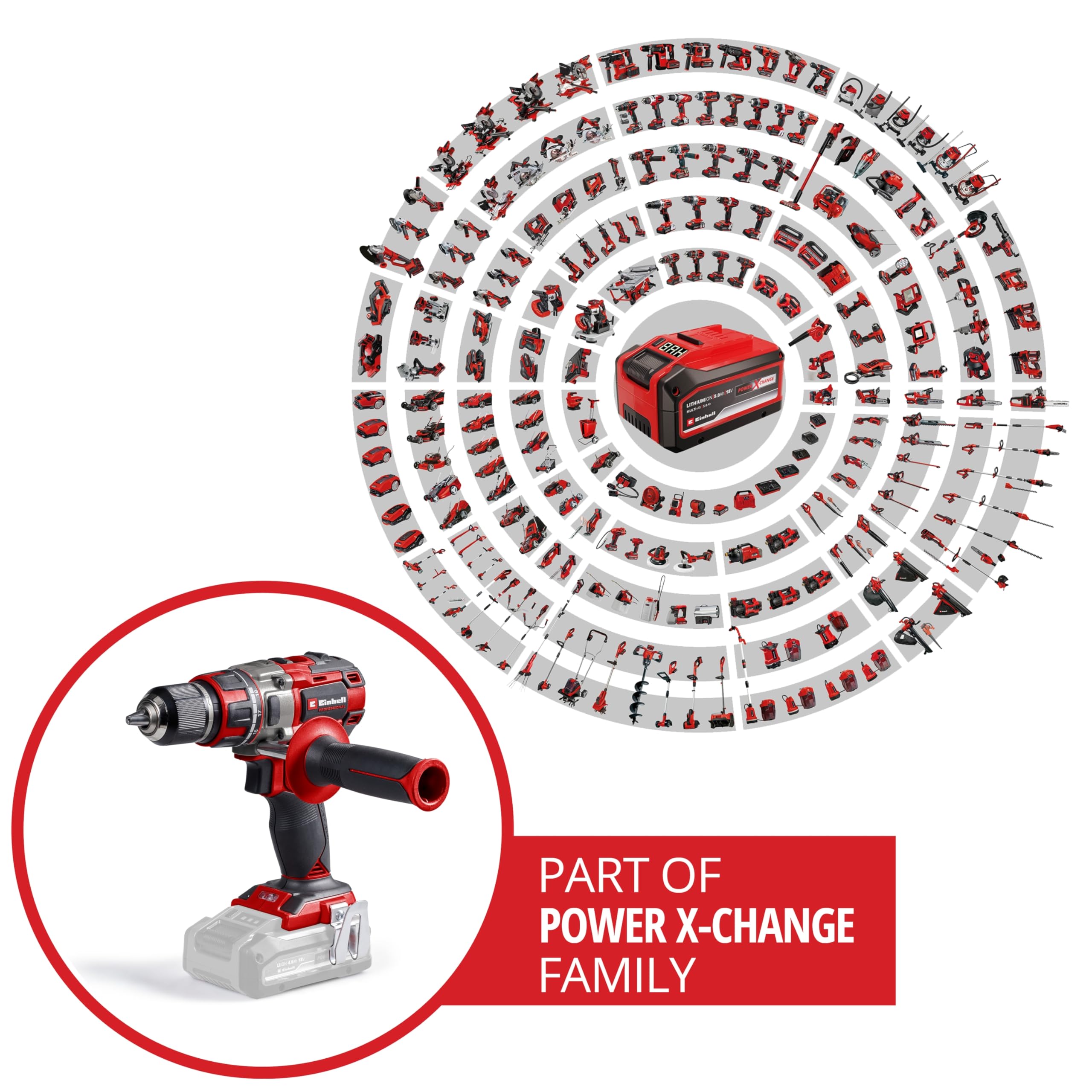 Einhell Profesjonalna wiertarko-wkrętarka akumulatorowa TP-CD 18/80 Li BL-Solo Power X-Change (18 V, bezszczotkowa, 80 Nm, uchwyt wiertarski 13 mm, 2-biegowy, 19 poziomów momentu obrotowego, poziom