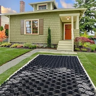 Parking Grid Pavers, Durable Ground Heavy Duty Grids Geogrid 2/3/ 4/5/ 6 M, HDPE Honeycomb Gravel Soil Stabilizer for Subgrade Work Landscaping (Color : W x L, Size : 5x5 m/16.5x16.5 ft)