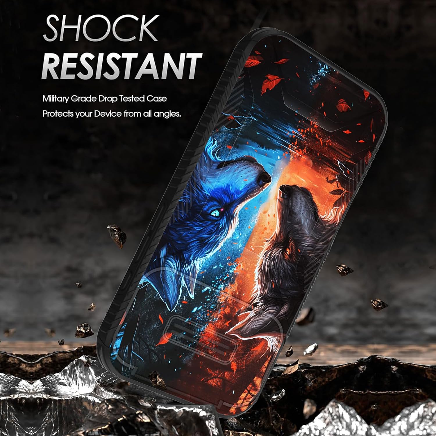 for iPhone 17 Pro Max Case Built in Slide Camera Lens Cover,Heavy Duty Shockproof Protection Dual Layer Case for iPhone 17 Pro Max 6.9'' 2025,Cool Wolf image 2