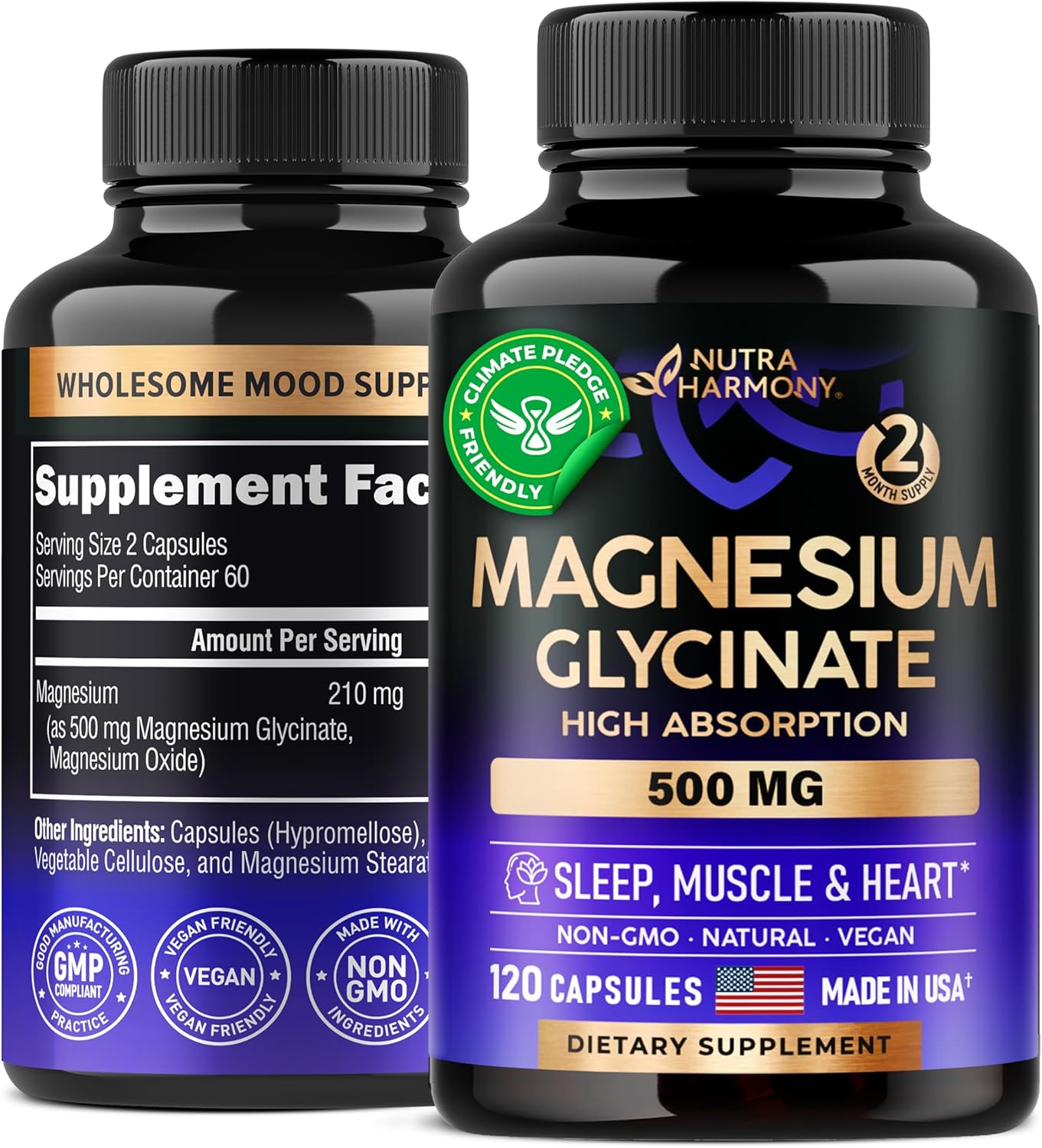 Magnesium Glycinate 500 mg Chelated High Absorption
