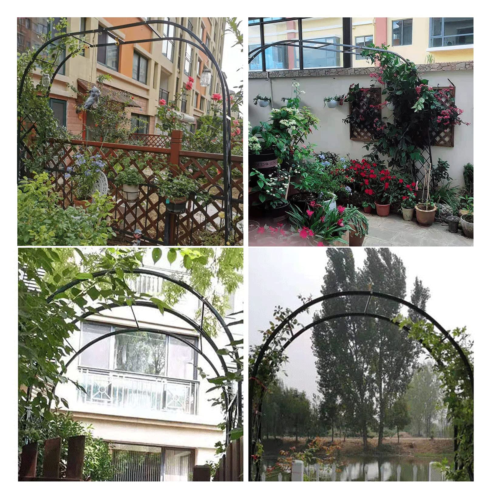 Metalowy Łuk Różany, Pergola Ogrodowa, Pawilon Kratowy Odporny Na Warunki Atmosferyczne Z Podstawą, Do Roślin Pnących/Wesel/Dekoracji Łuków Weselnych, Czarno-Biały/Ciemnozielony/Złoty, Złoty 1,2 X 2,