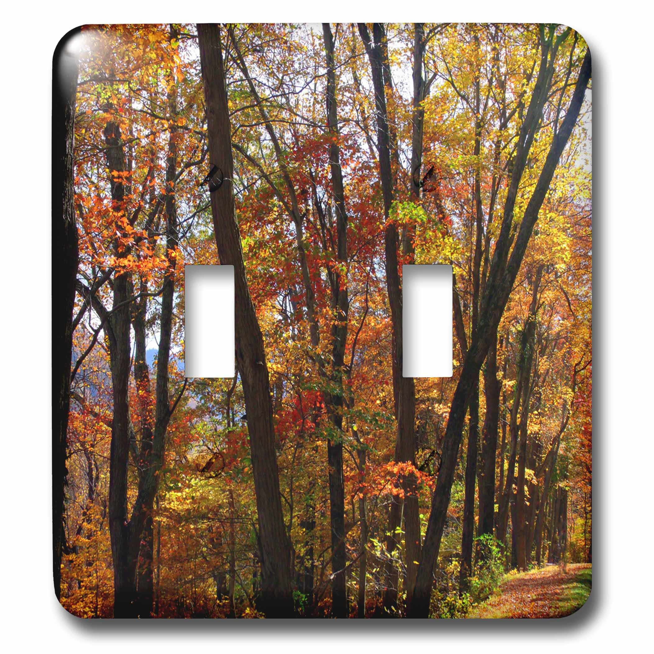 Interrupteur double Arbres d'automne 3dRose : oubliez les plaques blanches unies et tristes