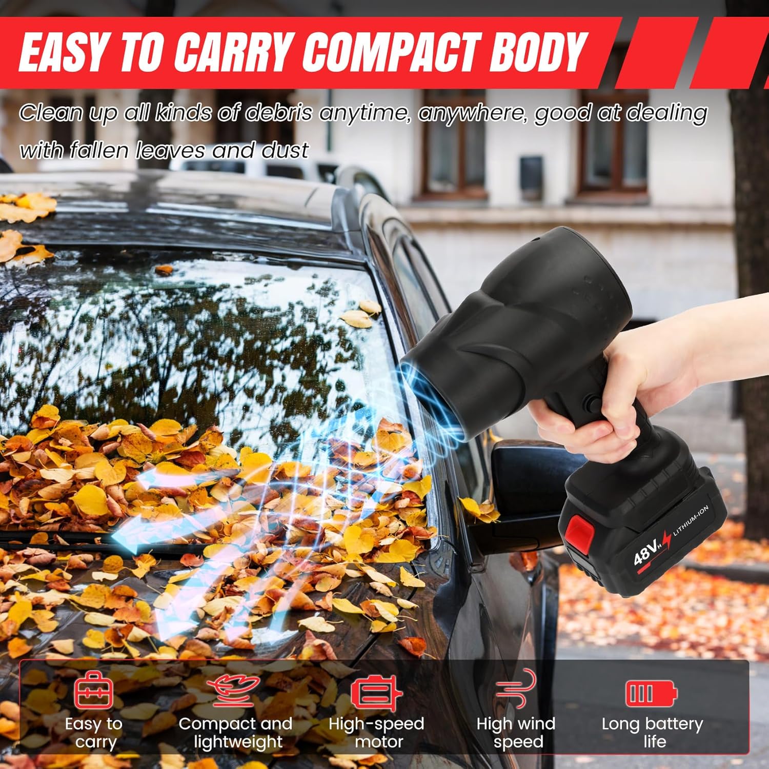 Cordless Handheld Leaf Blower with 2 x 4.0Ah Batteries, 32000RPM Turbo Jet Blower, Small Leaf Blower for Deck, Garden, Patio, Portable Handheld Mini Turbine Drying