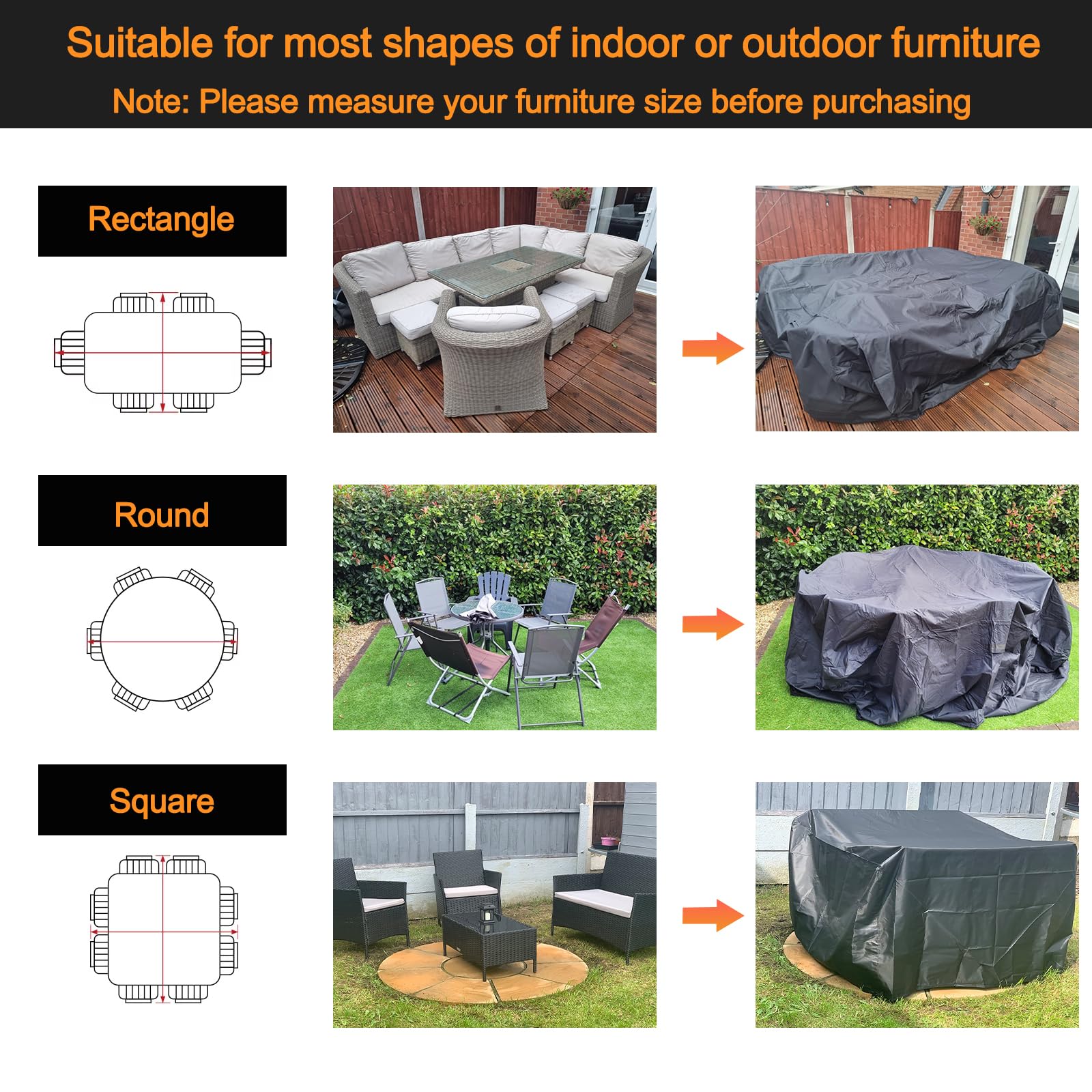 Housse De Protection Pour Salon De Jardin – 130x135x90 Cm – Tissu Oxford 420D Imperméable, Anti-UV – Avec Cordon De Serrage
