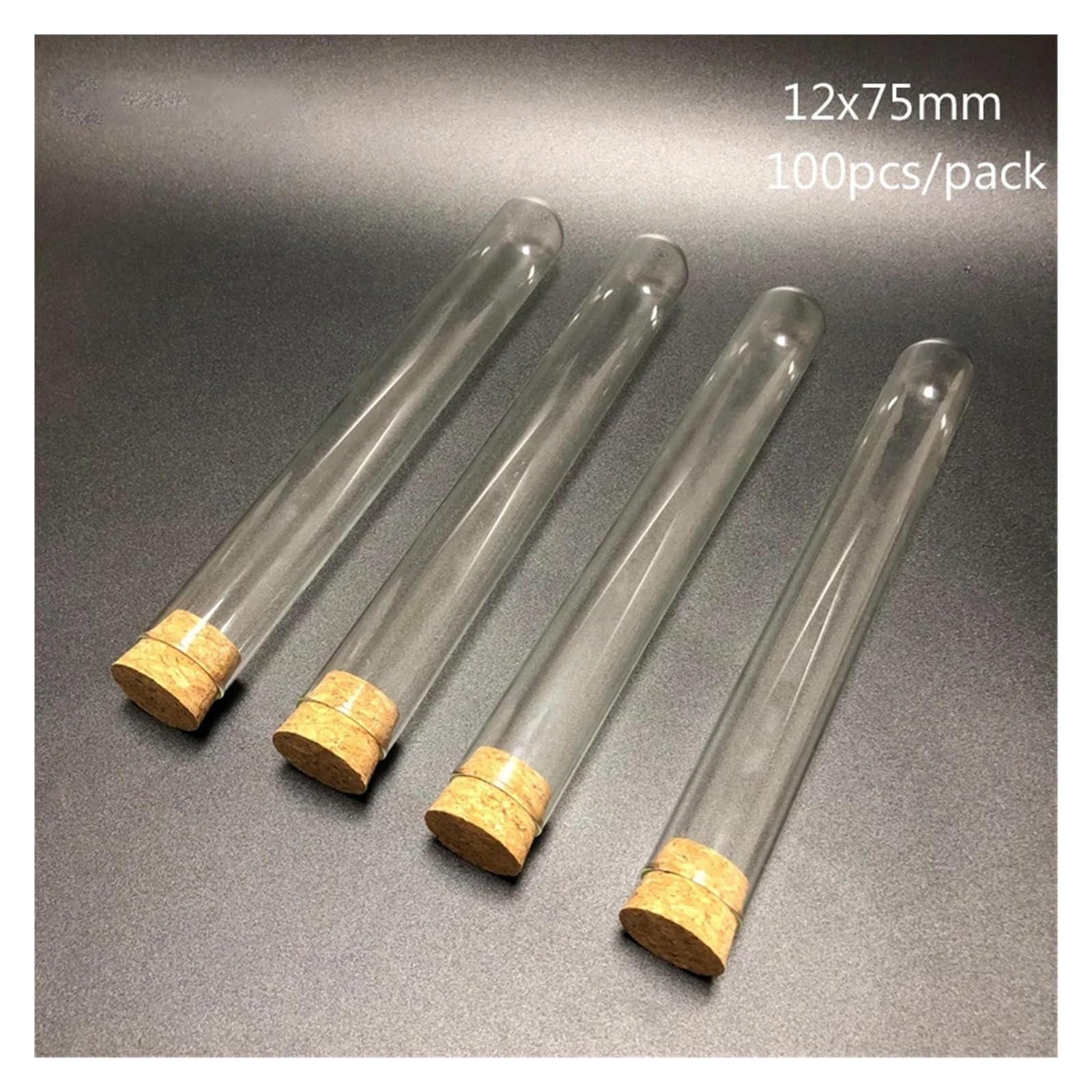 yingyingjia 100 sztuk/opakowanie 12x75mm laboratoryjna okrągłodenna szklana probówka z korkiem szkło laboratoryjne