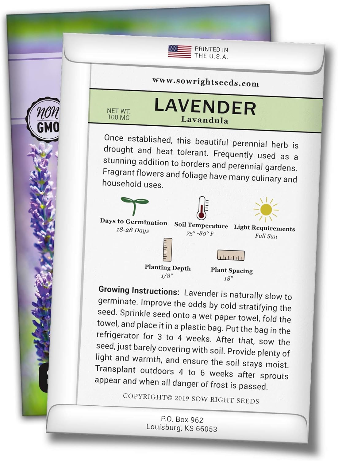 Sow Right Seeds - Lavender Seeds for Planting; Non-GMO Heirloom Seeds with Instructions to Plant and Grow a Beautiful Indoor or Outdoor herb Garden; Great Gardening Gift : Patio, Lawn & Garden