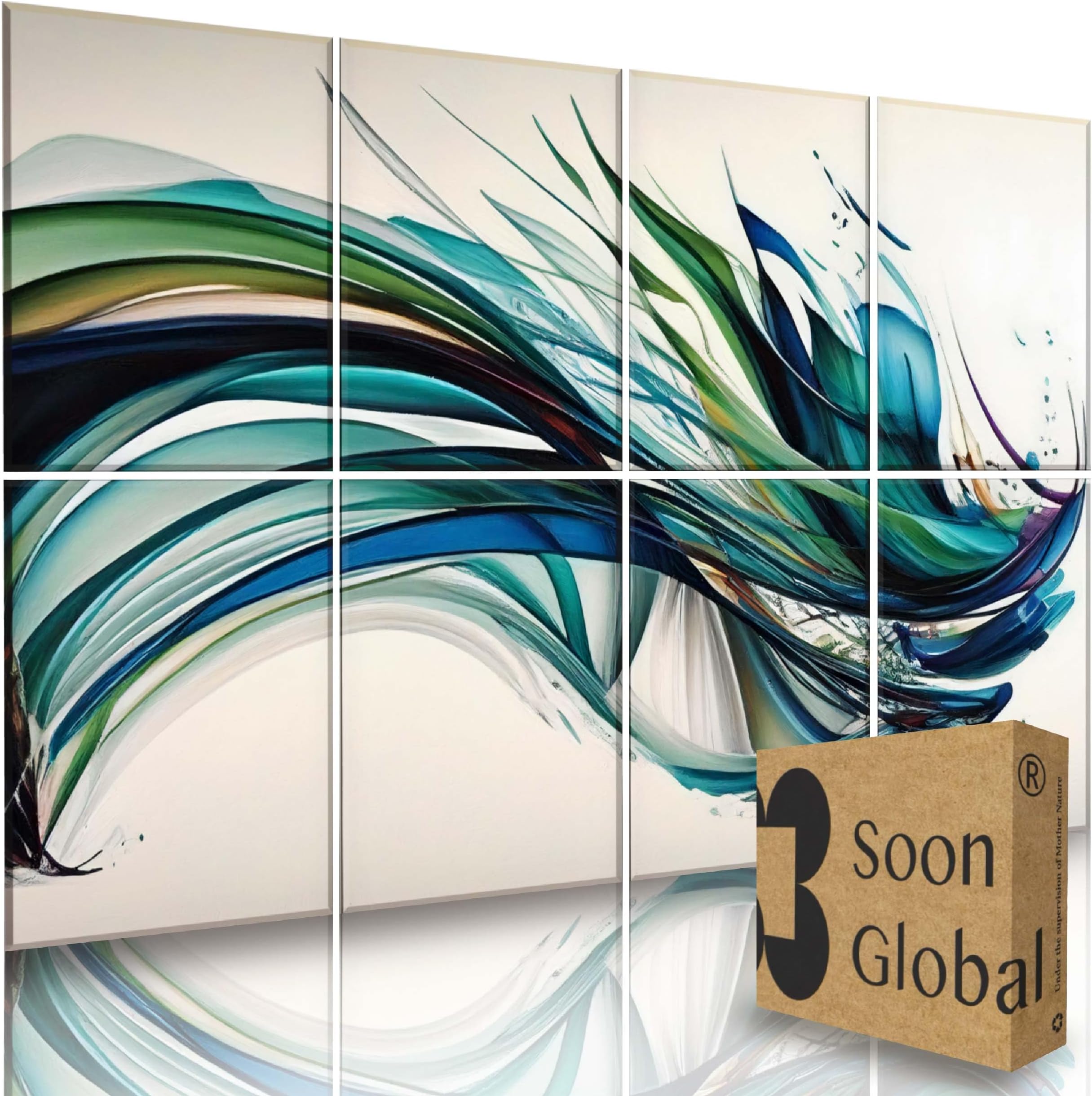 Soon Global 8-Pack Acoustic Panels, Soundproof Wall Panels, 48 X 32 Inches Sound Absorbing Panels, Decorative Acoustical Wall Panels, Acoustic Treatment for Recording Studio, Serenity's Symphony