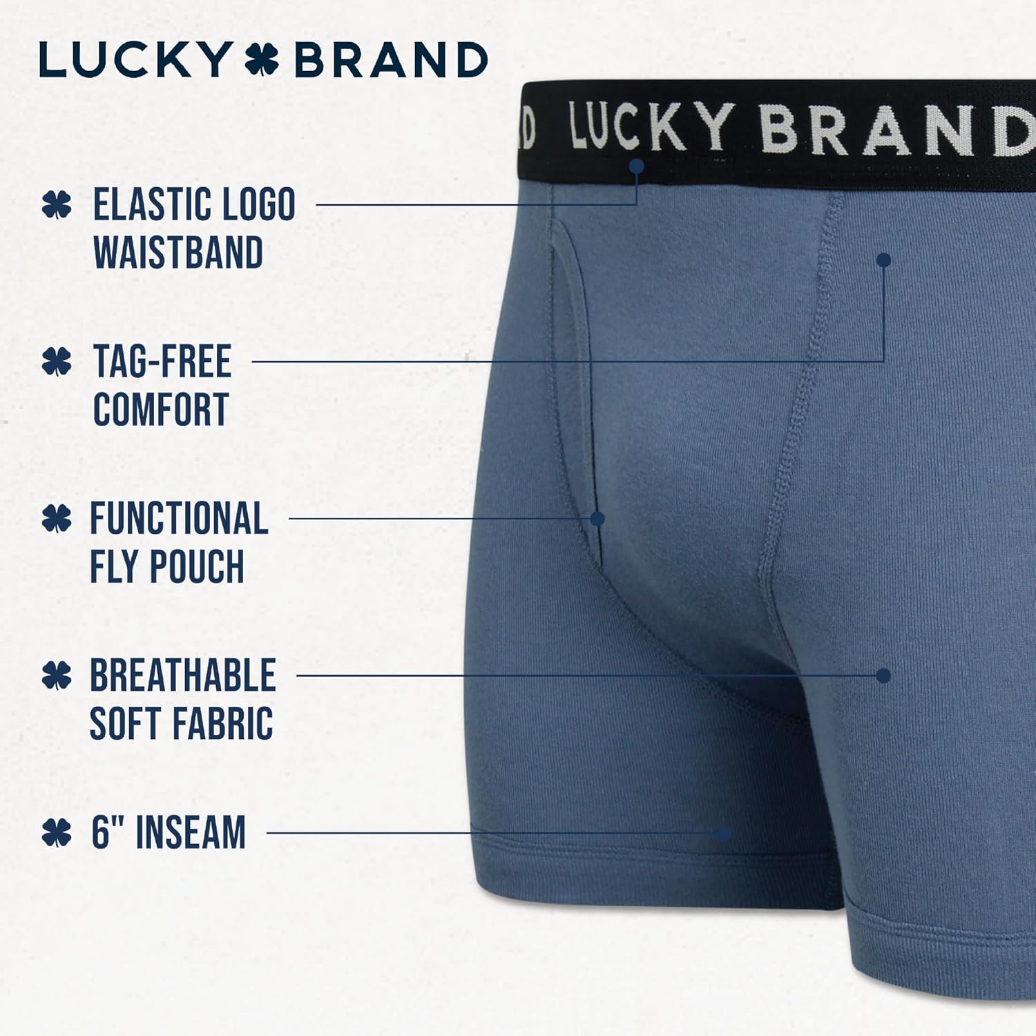 Lucky Brand Men's Boxer Briefs - 3 Pack Soft Stretch Casual Men's Underwear with Functional Fly Pouch Boxers (S-2XL) - Image 2