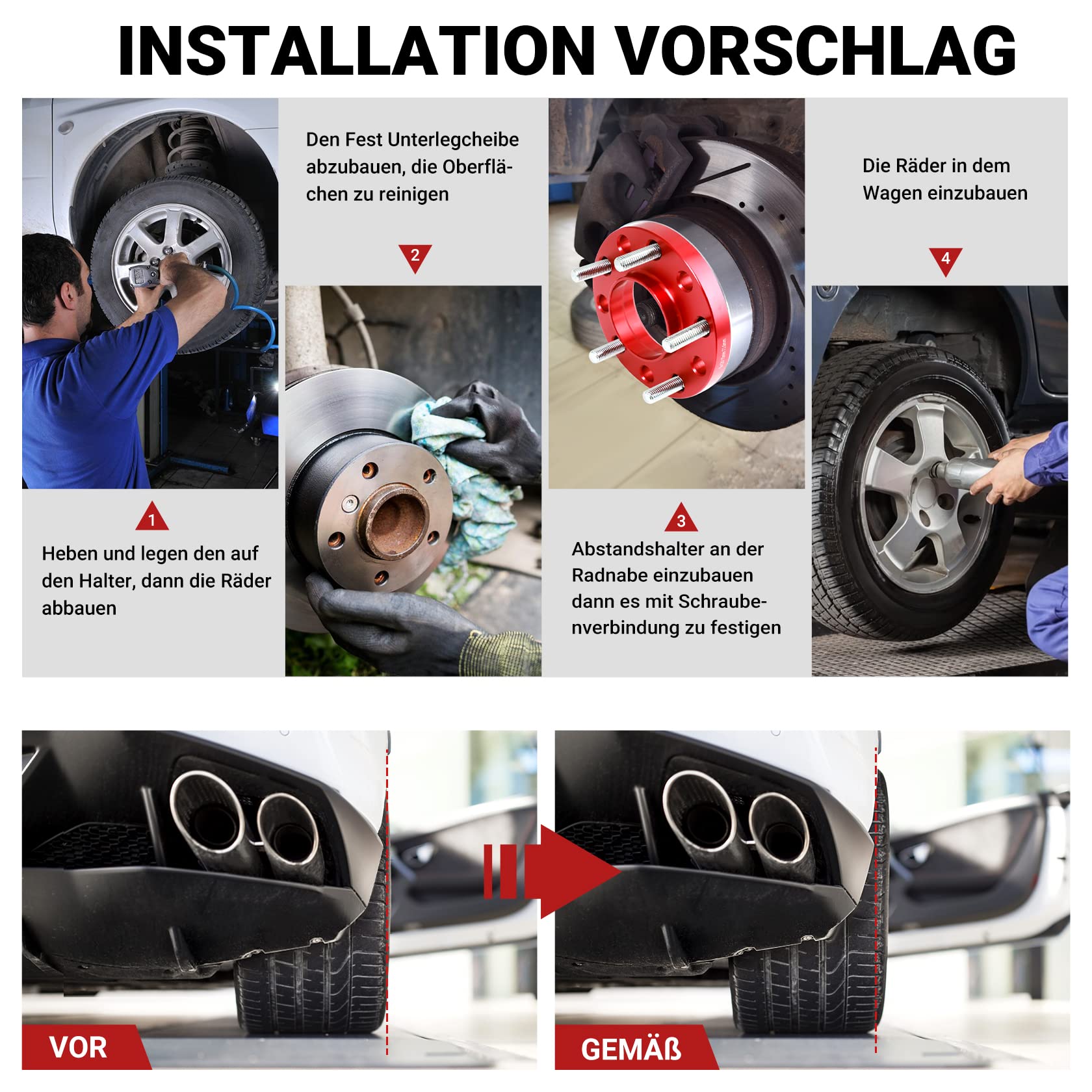 CarBole Spurverbreiterungen 5x120,15mm,72.56mm,Spurverbreiterung mit 10pcs Radschrauben,Distanzscheiben Kompatibel mit BMW,Rot,2-Teilig,10 Löcher,Keine ABE