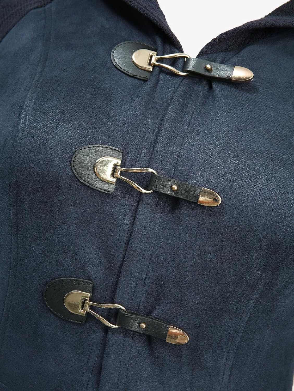 DRESSFO Halloween Costume Gothic Punk Vampire Witch Cable Knit Buckle Asymmetrical Hooded Top