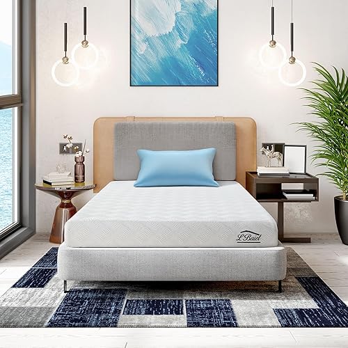 L'Baiet Colchón de espuma viscoelástica de gel de 8 pulgadas, tamaño individual, cama en una caja, firmeza media, tecnología de comodidad de gel
