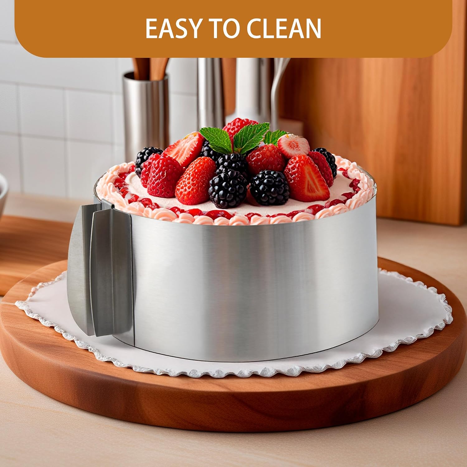6-12 Inch Adjustable Round Cake Ring Cutter, Stainless Steel for Desserts Pastry Crumpets