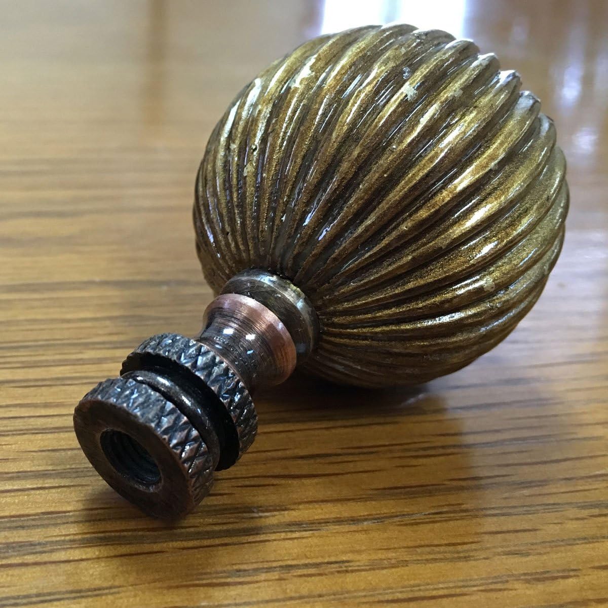 Royal Designs Balloon Shaped 3" Lamp Finial for Lamp Shade, Antique Brass - Set of 2