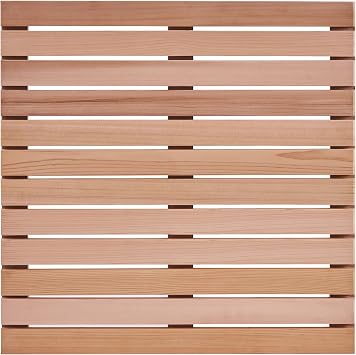 bingaai Cedar Wood Shower Mat 24" 24", Cedar Wood Bath Mat Square, Wooden Shower Stall Mat Non-Slip for Bathroom Bathtub Spa Sauna Garden Home, Wooden Floor Mat Large for Indoor and Outdoor