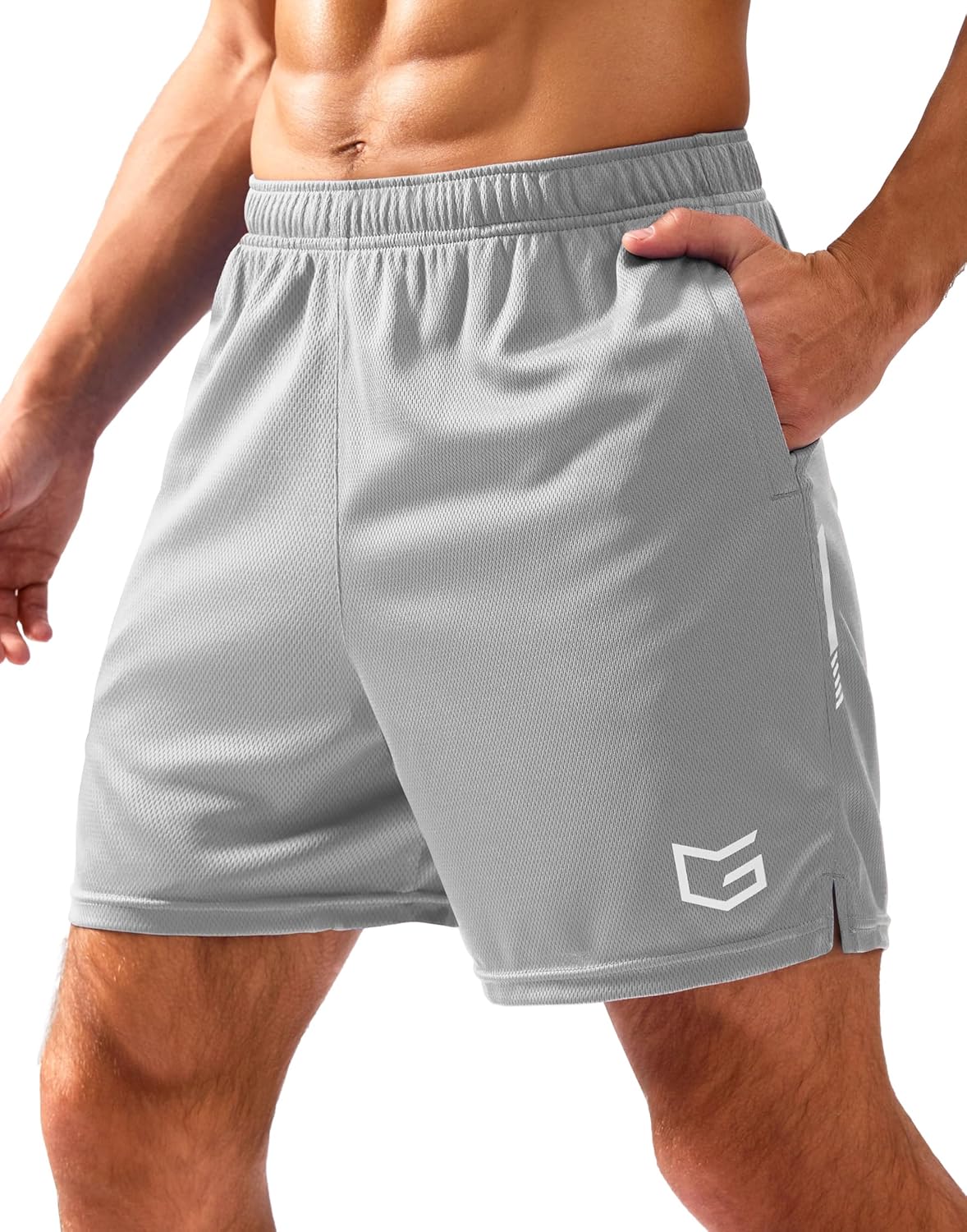 G Gradual Men's Gym Shorts 5"/7"/10" with Zipper Pockets Basketball Athletic Mesh Quick Dry Shorts for Workout Running Tennis
