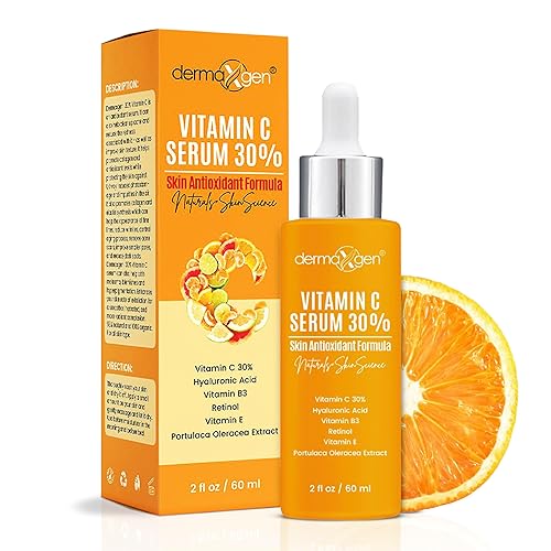 Suero 30% orgánico de vitamina C para la cara, suero antiarrugas natural con ácido hialurónico y vitamina E, hidratante antienvejecimiento para