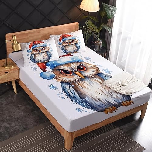Miniatura 3 de zcsm Owl Sheets Queen Size - Cartoon Bedding Sheets & Pillowcases - 100% Microfiber, High Thread Count Print, Flat Sheet & Deep Pocket Fitted Sheet