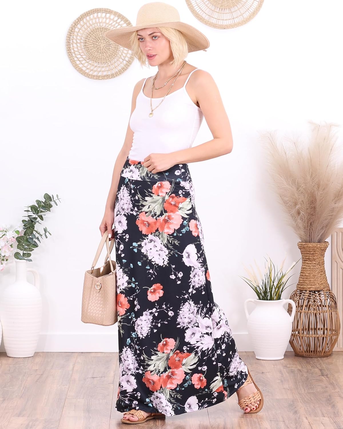 Popana Long maxi skirts for women – High Waisted Flowy Long Skirt for Women, Casual A-Line Plus Size Maxi Skirt - Image 5