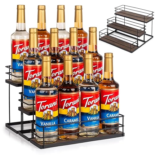 12 Bottle Capacity Coffee Syrup Organizer 3 Tier Coffee Syrup
