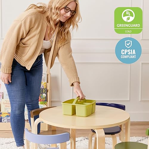 Miniatura 6 de ECR4Kids Organizador de almacenamiento de 3 compartimentos, pequeño, organizador de suministros, tono tierra, paquete de 6