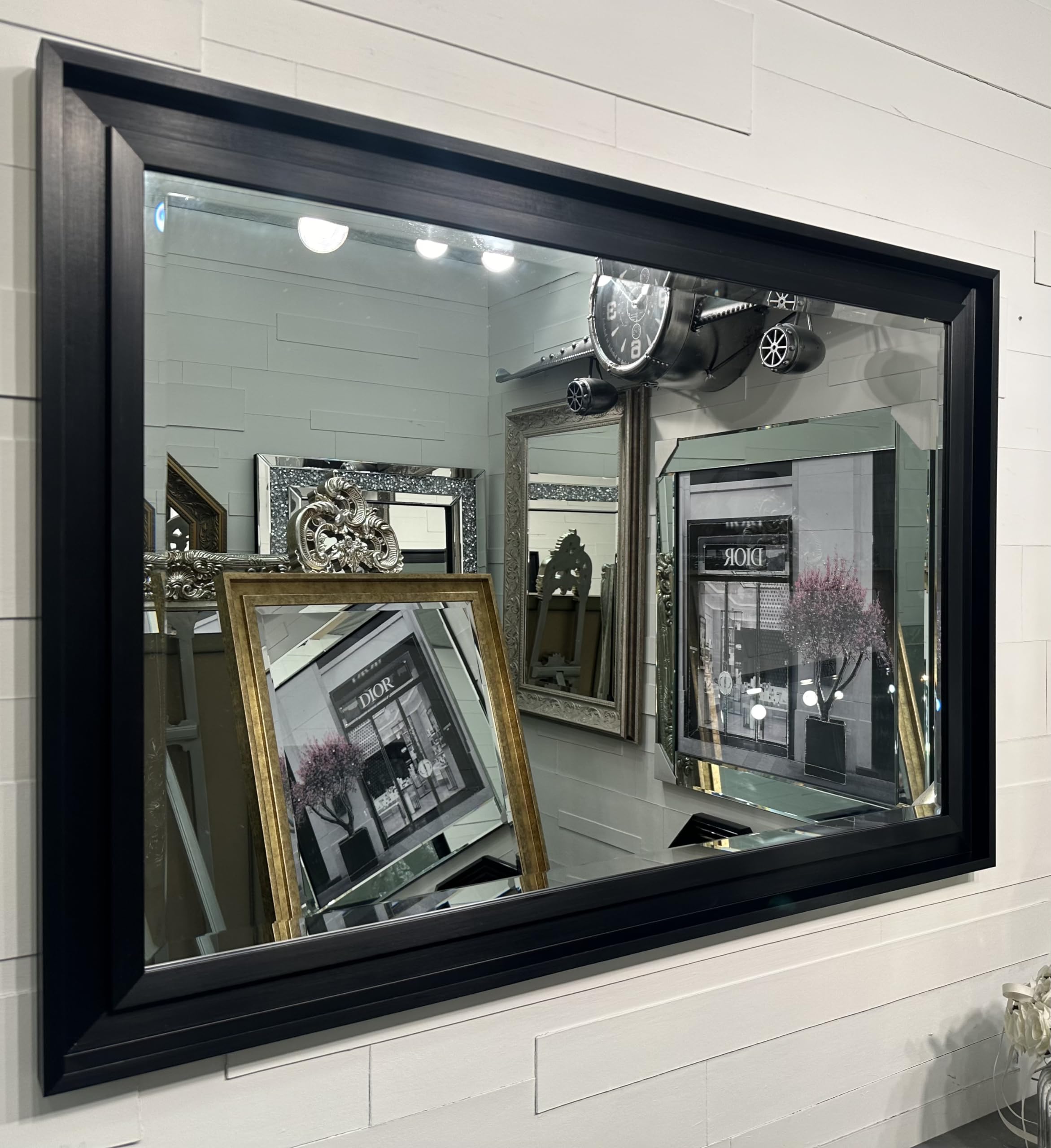 Fabulous Mirrors Large Black HOCKNEY Wall Mirror Contemporary Simple Design - Hockney - Choose your size (135cm x 74cm)