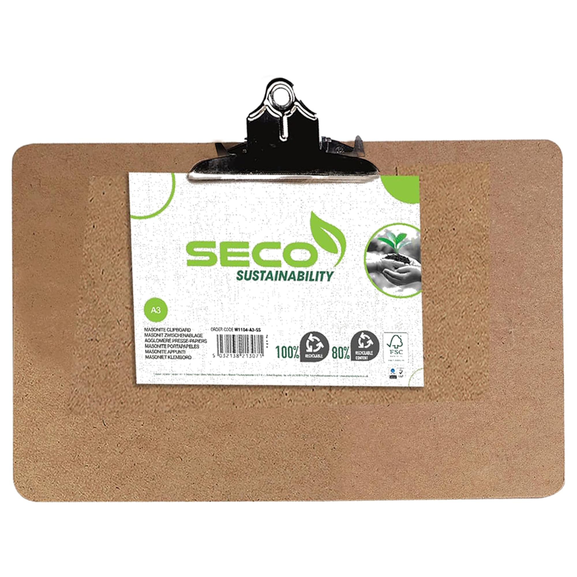 Seco Schowek A3 Masonite z klipsem o dużej wytrzymałości