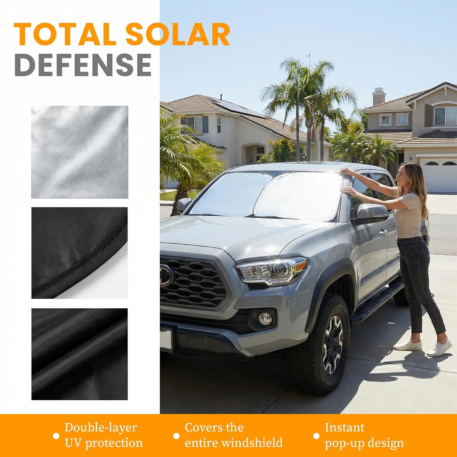 2 PCS Car Windshield Sun Shade, 31×28 Inch Heat Blocking Auto Windscreen Sun Protector, Foldable UV Rays Blocker Windshield Sunshade for Cars Trucks SUVs, Car Accessories (M)