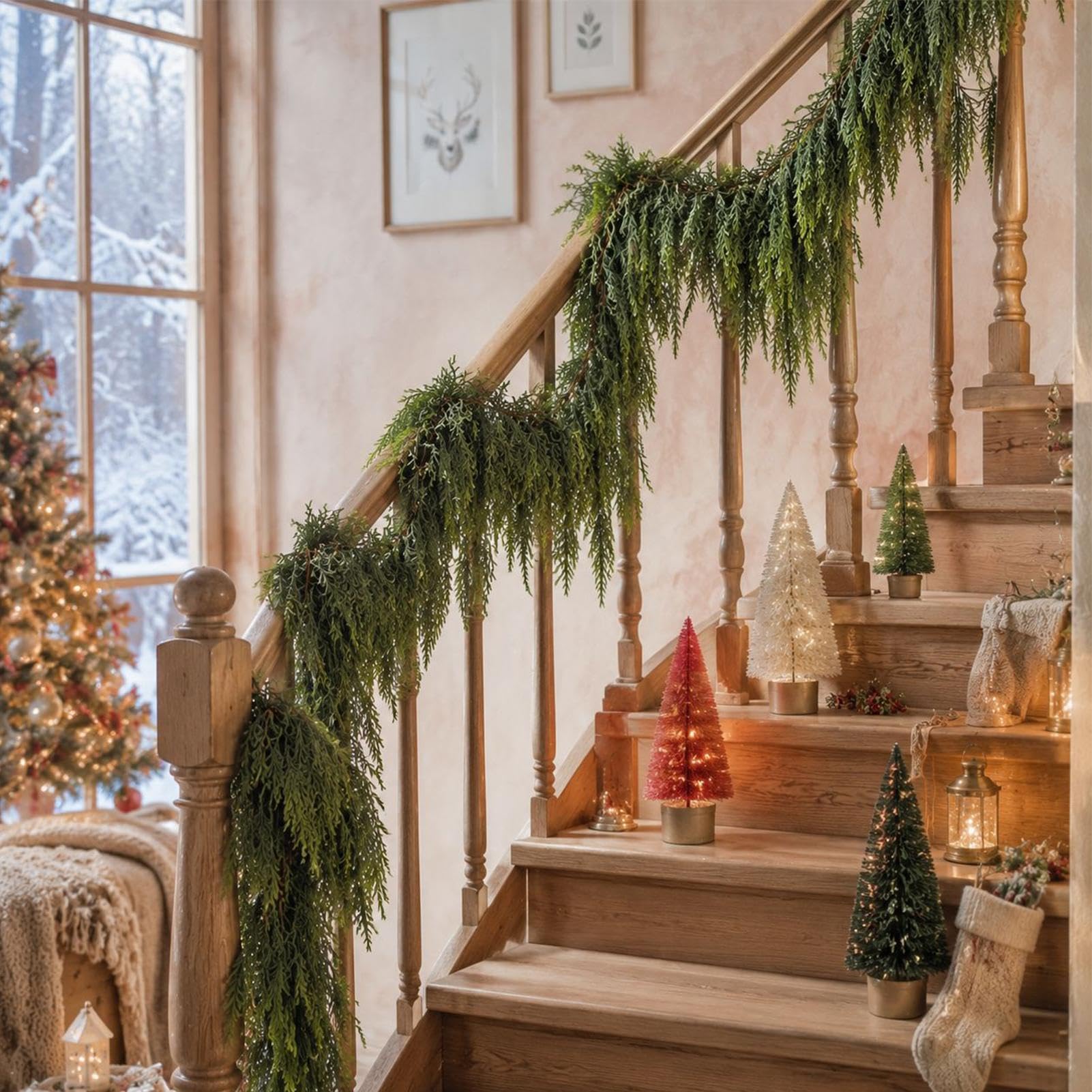 Ghirlanda di cedro di Natale, decorazione artificiale per esterni
