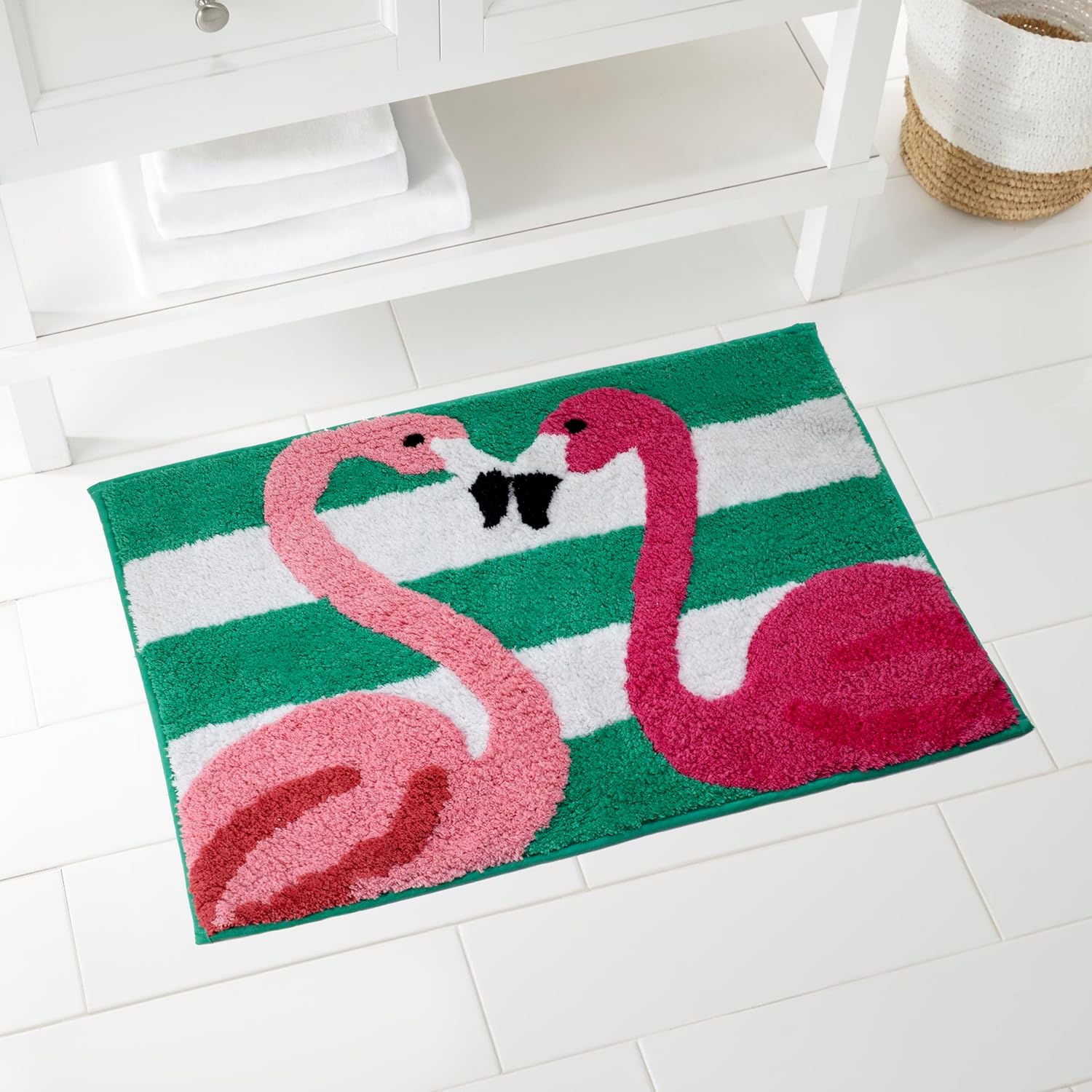 Avanti Linens - Bathroom Rug, Cotton Bath Mat with Slip-Resistant Back, Tropical Home Decor (Flamingo Paradise Collection, 20" x 30")