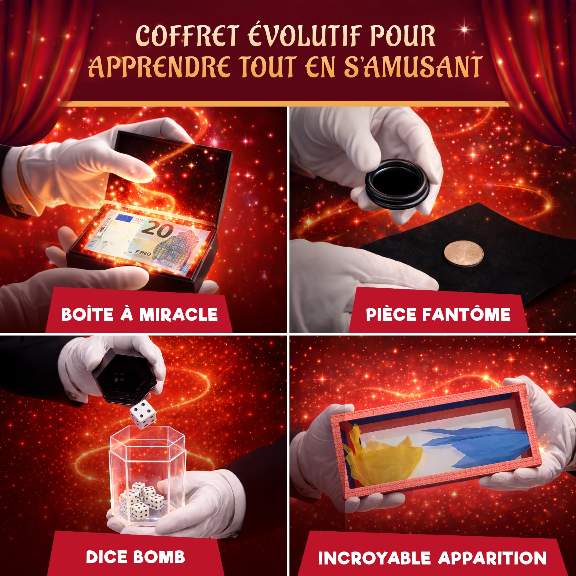 Megagic Eric Antoine Coffret de tours de magie pour enfants dès 7 ans | Cadeau d'anniversaire pour Garçon et Fille 7-8-10-12 | Jeu Éducatifs | Jouet pour enfant avec plusiers tours de magie