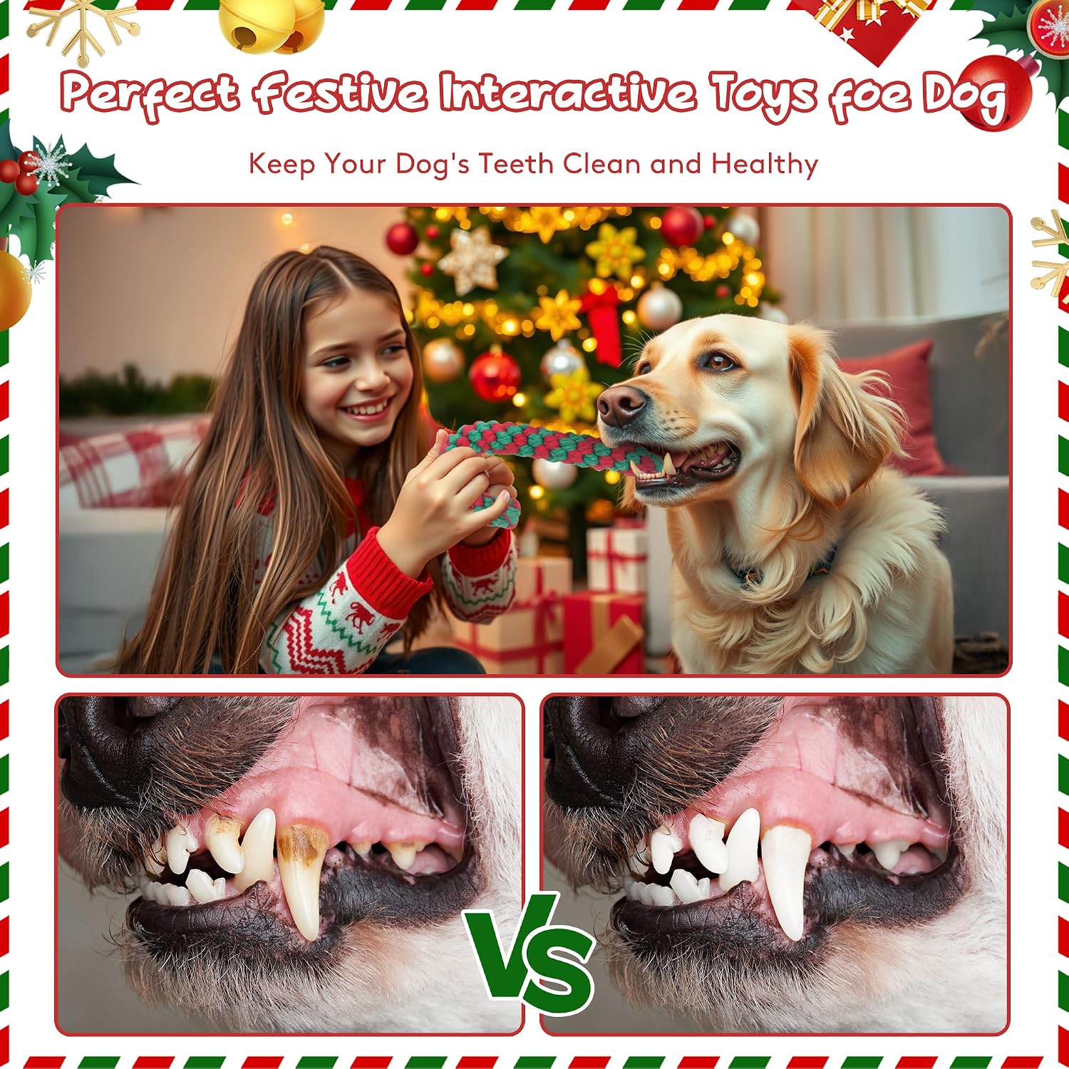 Christmas Dog Rope Toys 4 Pack Candy Cane Interactive Toys for Small Medium Dogs — view 5
