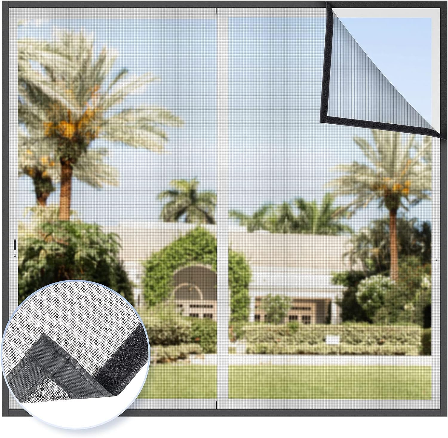 1Pcs Screen Window,Fiberglass Window Screen Netting Mesh CurtainMosquito Net for Windows, with Self-Adhesive Sticky Velcro,Anti Mosquito Bug Insect Fly Window Screen Mesh Net Curtain（100cm x 100cm）