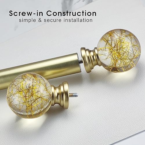 Miniatura 7 de Juego de 2 remates decorativos para cortinero, líneas redondas plateadas de poliresina, juego de 2, compatibles con cortinero de 1 pulgada o 1-18